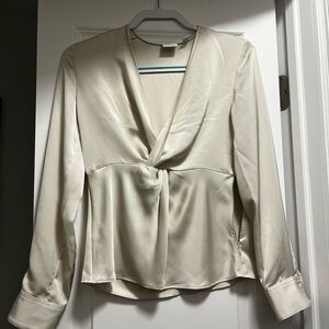 NWT Babaton Cream Satin Blouse
